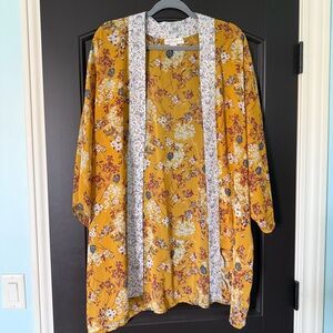 Band of Gypsies | Mustard Floral Kimono | Size Large